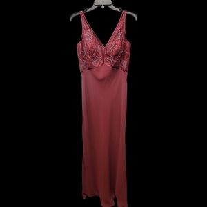 Elegant Burgundy Satin Formal Dress